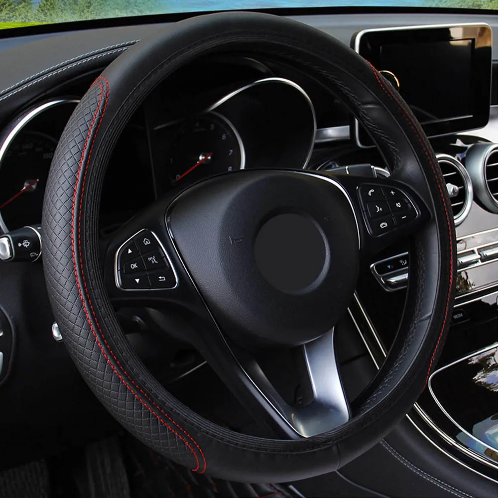 SPEEDWOW 36-39CM Universal Car Steering Wheel Covers Soft Leather Braid On The Steering Wheel Auto Car Interior Accessories
SPEEDWOW 36-39CM Universal Car Steering Wheel Covers Soft Leather Braid On The Steering Wheel Auto Car Interior Accessories