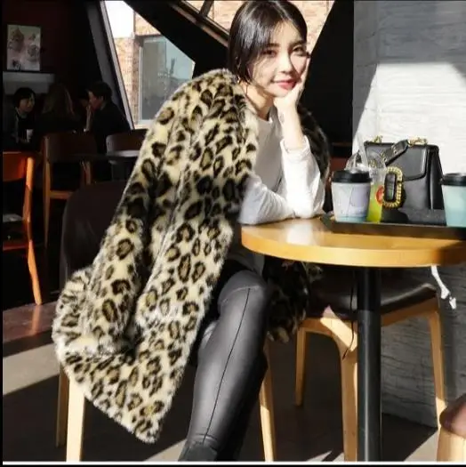 Пальто из искусственного меха леопарда зима 2022 Женское пальто пушистая куртка