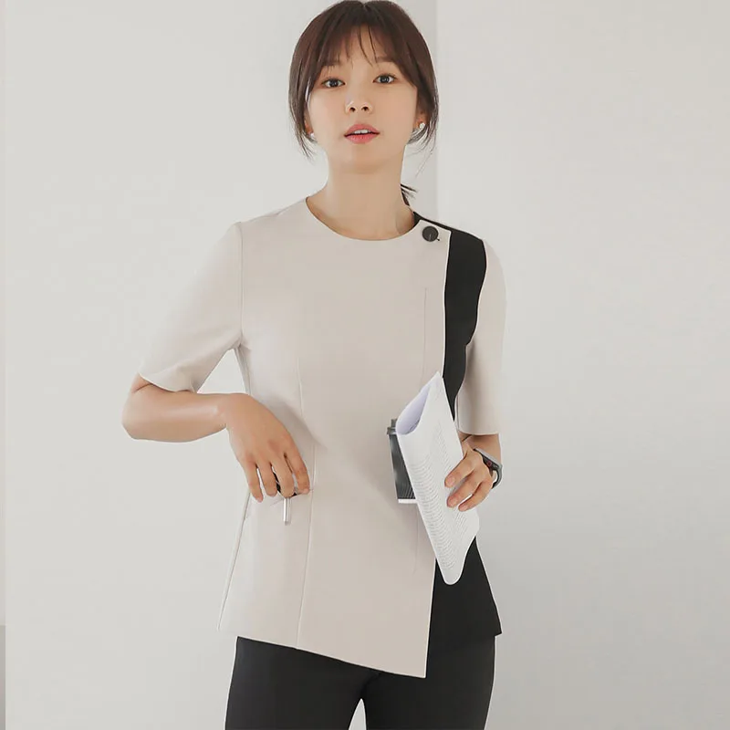 

New Beauty Salon Workwear Short Sleeve Skin Management Work Suit Clothing Hairdresser Hotel Uniform Reception