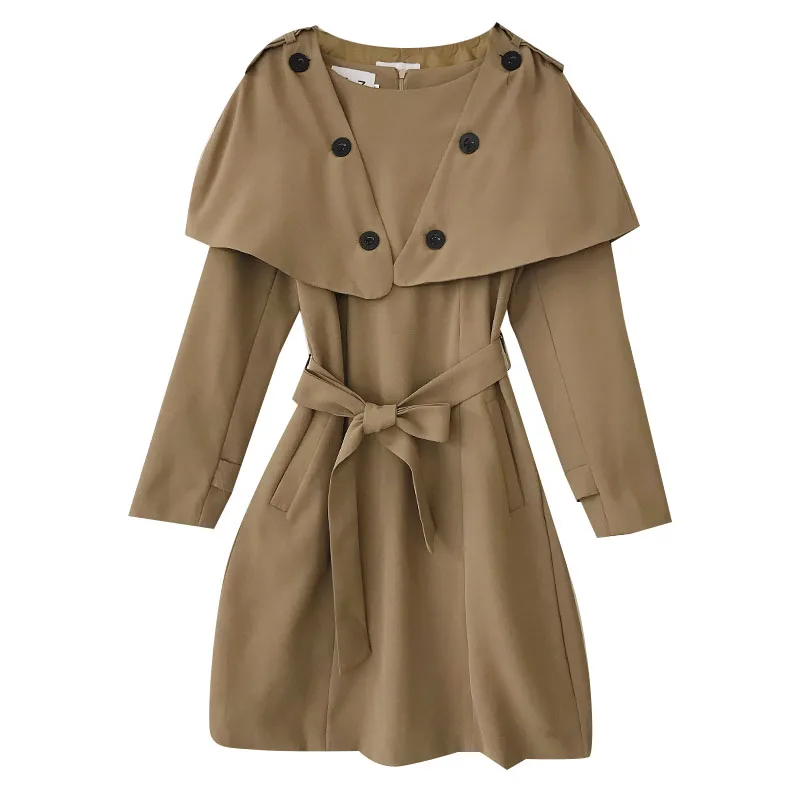 2020 Autumn New Korean Style Windbreaker Shawl Design Female Dress Knee-Length England Style Solid Dresses for Women
2020 Autumn New Korean Style Windbreaker Shawl Design Female Dress Knee-Length England Style Solid Dresses for Women