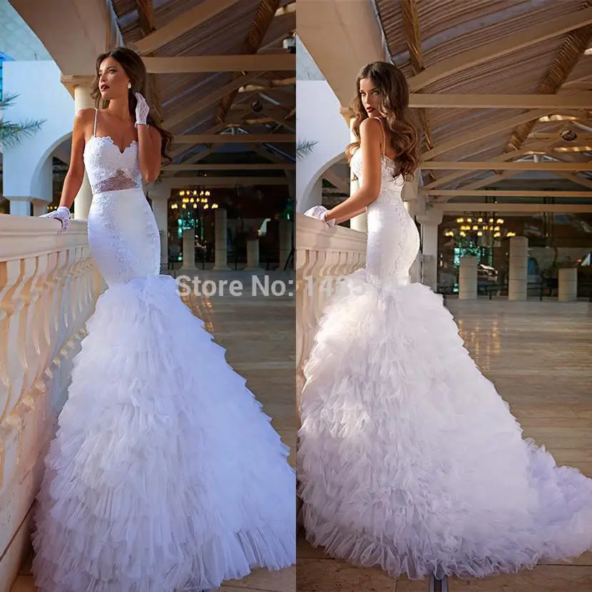 Dimitrius Dalia White Tulle Open Back Spaghetti Appliques Pleated Sweep-Train Turmpet/Mermaid Wedding Dresses Beach Bridal Gown
Dimitrius Dalia White Tulle Open Back Spaghetti Appliques Pleated Sweep-Train Turmpet/Mermaid Wedding Dresses Beach Bridal Gown