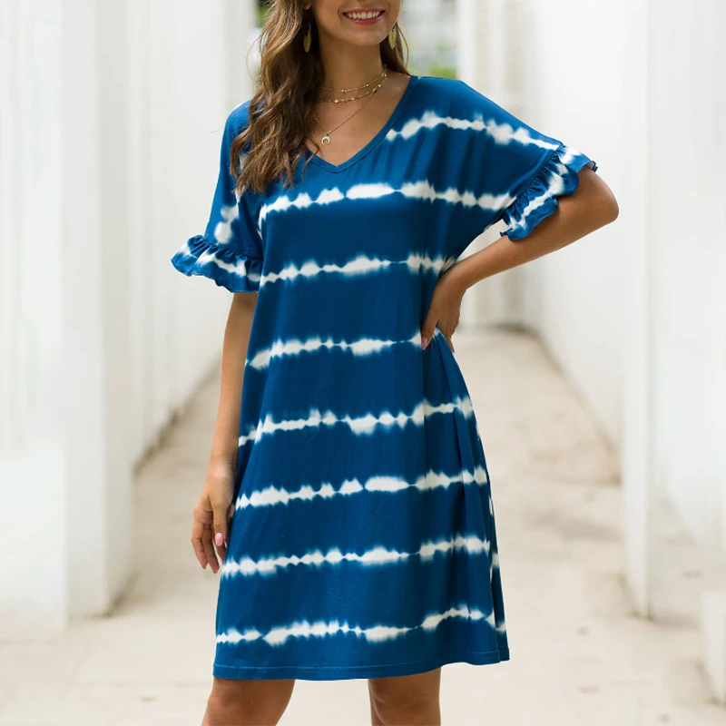 Women Dress Wave Summer Dress Casual Ladies Dress Women Clothing Short Sleevel V neck Loose Dress Vestidos Robe Femme
Women Dress Wave Summer Dress Casual Ladies Dress Women Clothing Short Sleevel V neck Loose Dress Vestidos Robe Femme
