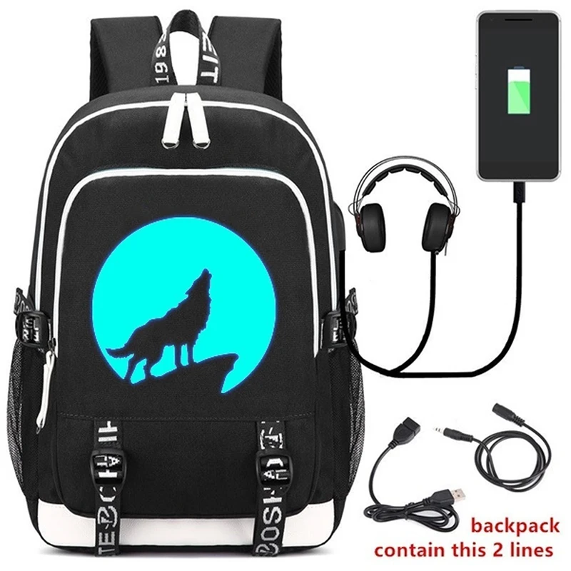 Moon Wolf Luminous School Canvas Backpack Student Teen Unisex Laptop USB Charging Port Anti-theft Backpack Breathable Bookbags
Moon Wolf Luminous School Canvas Backpack Student Teen Unisex Laptop USB Charging Port Anti-theft Backpack Breathable Bookbags