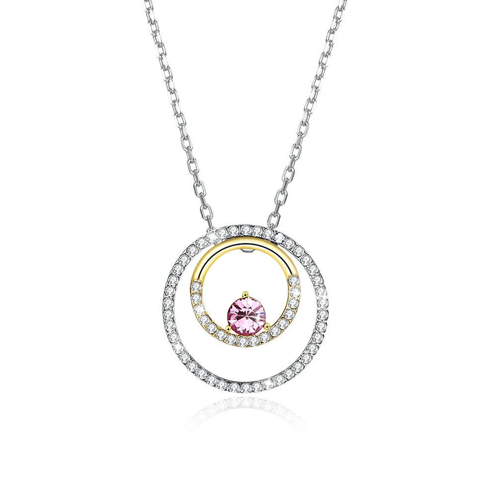 SILVERHOO Sterling Silver 925 Jewelry Double Circle Full Cubic Zircon Pendant Necklaces For Women Pink Austria Crystal Necklace
SILVERHOO Sterling Silver 925 Jewelry Double Circle Full Cubic Zircon Pendant Necklaces For Women Pink Austria Crystal Necklace