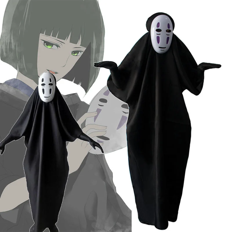 

Аниме мультфильм без лица Мужская одежда + перчатки + маска Хэллоуин косплей костюмы для ночного клуба вечерние сценического представления костюм