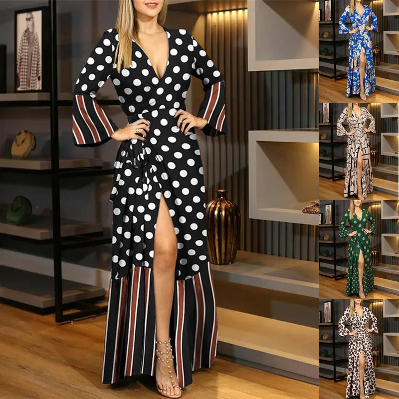 Fall Winter Long Dresses for Women 2021 Vintage Sexy Stylish V Neck Dress Side Slit Women Clothing Polka Dot женское платье
Fall Winter Long Dresses for Women 2021 Vintage Sexy Stylish V Neck Dress Side Slit Women Clothing Polka Dot женское платье