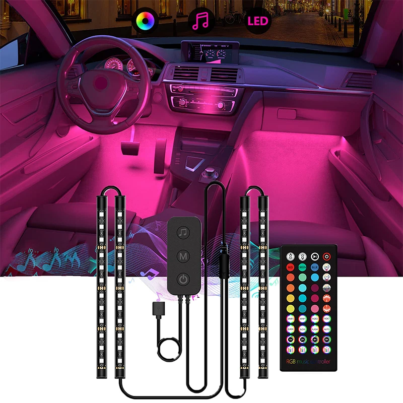 Led Car Foot Ambient Light With USB Cigarette Lighter Music Control App RGB Auto Interior Decorative Atmosphere Lights
Led Car Foot Ambient Light With USB Cigarette Lighter Music Control App RGB Auto Interior Decorative Atmosphere Lights