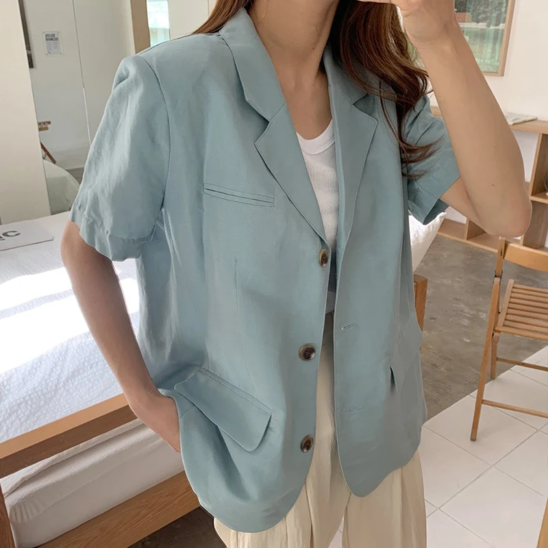 SHENGPALAE Minimalist Blue Blazer Women's Autumn 2021 New Notched Loose Single Breasted Short Sleeve Suit Coat Female 5E1854
SHENGPALAE Minimalist Blue Blazer Women's Autumn 2021 New Notched Loose Single Breasted Short Sleeve Suit Coat Female 5E1854