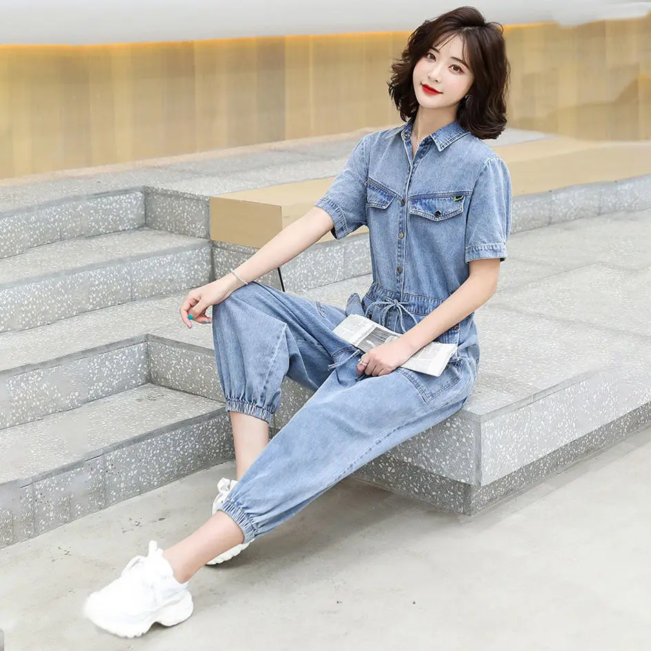 New style in summer 2021 Korean loose and thin short sleeve Jumpsuit Harlan jeans Jumpsuit for women
New style in summer 2021 Korean loose and thin short sleeve Jumpsuit Harlan jeans Jumpsuit for women