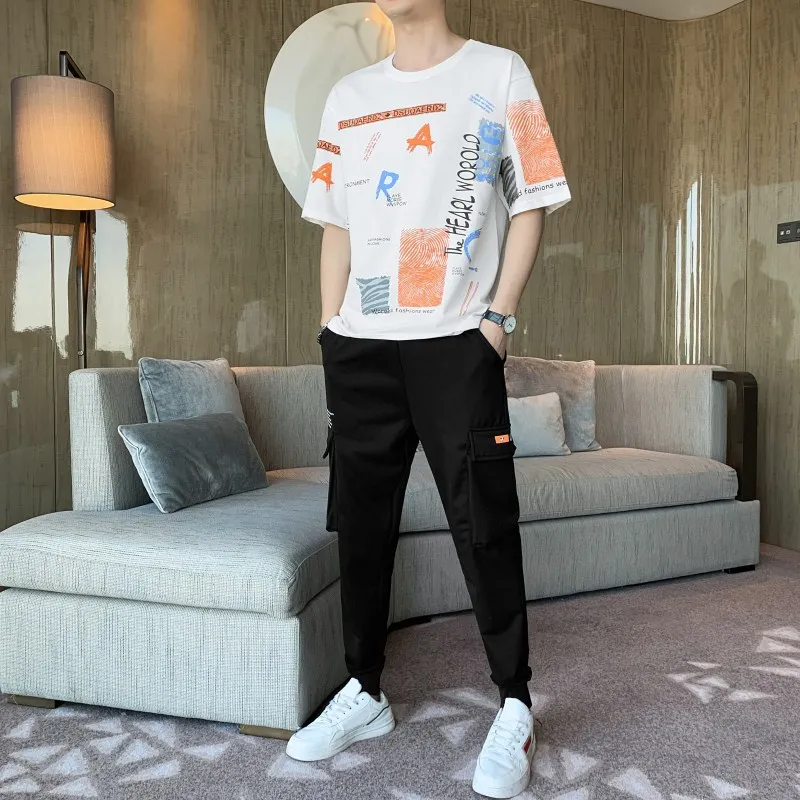 2021 spring and summer light mature men's short sleeve T-shirt Korean fashion clothes ruffian handsome casual trousers with a
2021 spring and summer light mature men's short sleeve T-shirt Korean fashion clothes ruffian handsome casual trousers with a