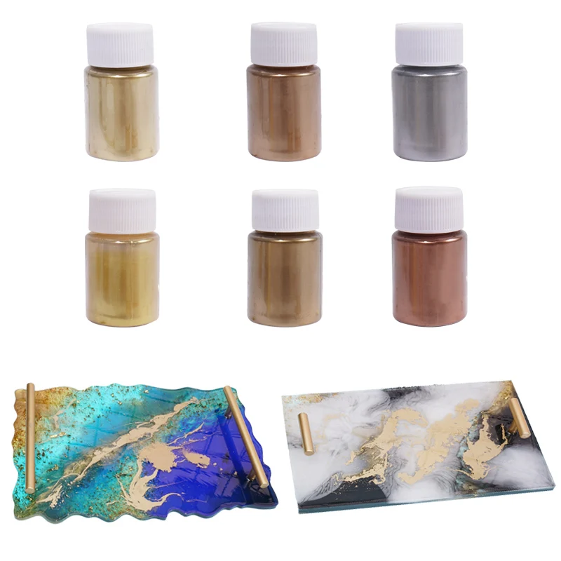 

6Colors/set Shimmer Metallic Color Pigment Bronze Gold 24KGold Silver Colorant Pearl Pigment Dye UV Resin Epoxy Jewelry Making