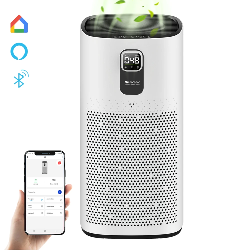 Proscenic A9 Air Purifier H13 True HEPA Filter for 968ft² Large Room, APP Alexa Google Voice Control Filter Change Remind 25dB
Proscenic A9 Air Purifier H13 True HEPA Filter for 968ft² Large Room, APP Alexa Google Voice Control Filter Change Remind 25dB