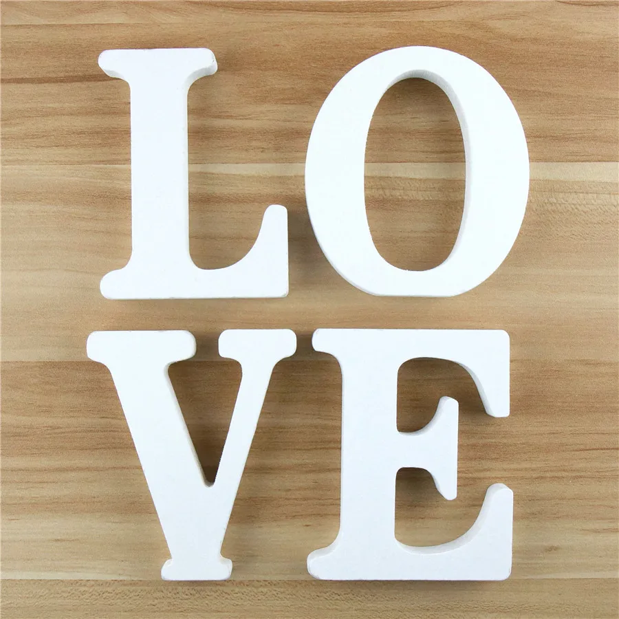 

1pc 10cm Wooden Letters Alphabet Name Design Art Crafts White Letter Party Birthday Standing DIY Word Home Decor 3.94 Inches