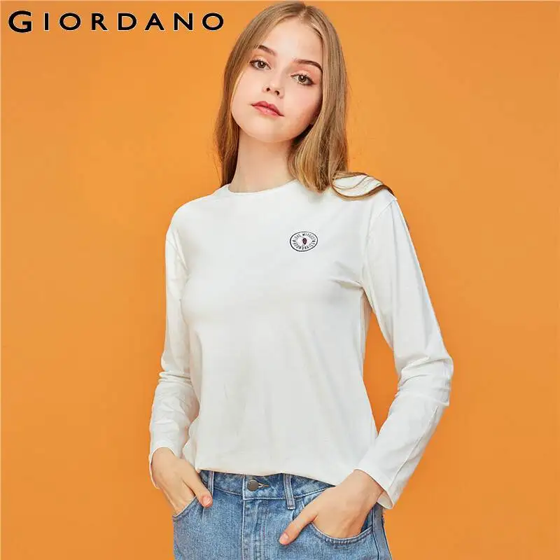 Dordano женские футболки с вышивкой ребристые круглым вырезом из хлопка и лайкры