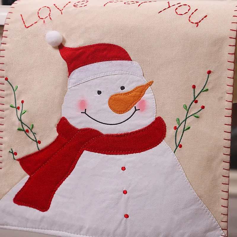Christmas Old Man Linen Table Runners (35cmx180cm) for Wedding Banquet Party Decoration