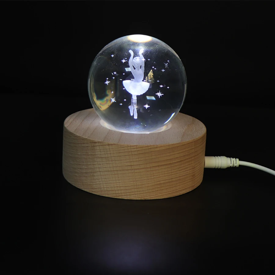 3D Crystal Ball Engraving Ballet dancer 5V USB Led Night Light Round Beech Wood Base For Bedroom Bedside Decor as Birthday Gift
3D Crystal Ball Engraving Ballet dancer 5V USB Led Night Light Round Beech Wood Base For Bedroom Bedside Decor as Birthday Gift