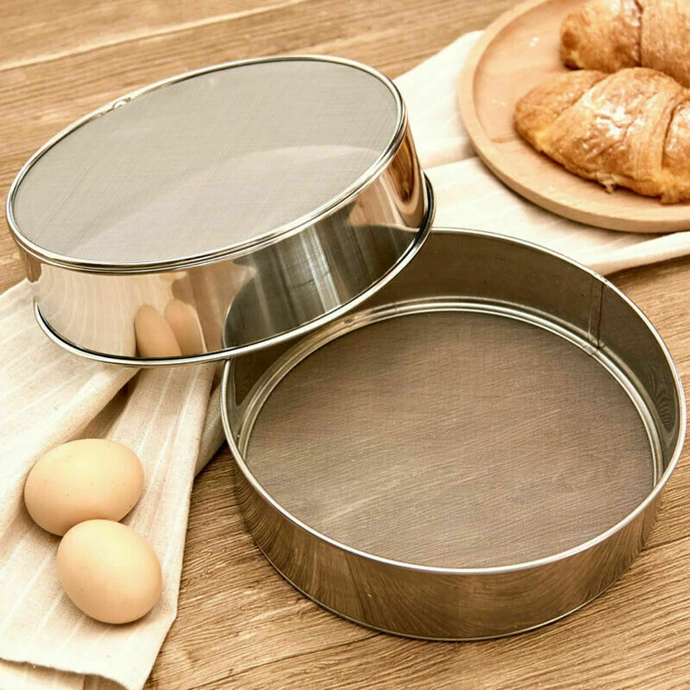 

Stainless Steel Flour Sieve Round Fine Mesh Oil Strainer Sifter Sugar Filter Baking Tool Kitchen Pastry Utensils