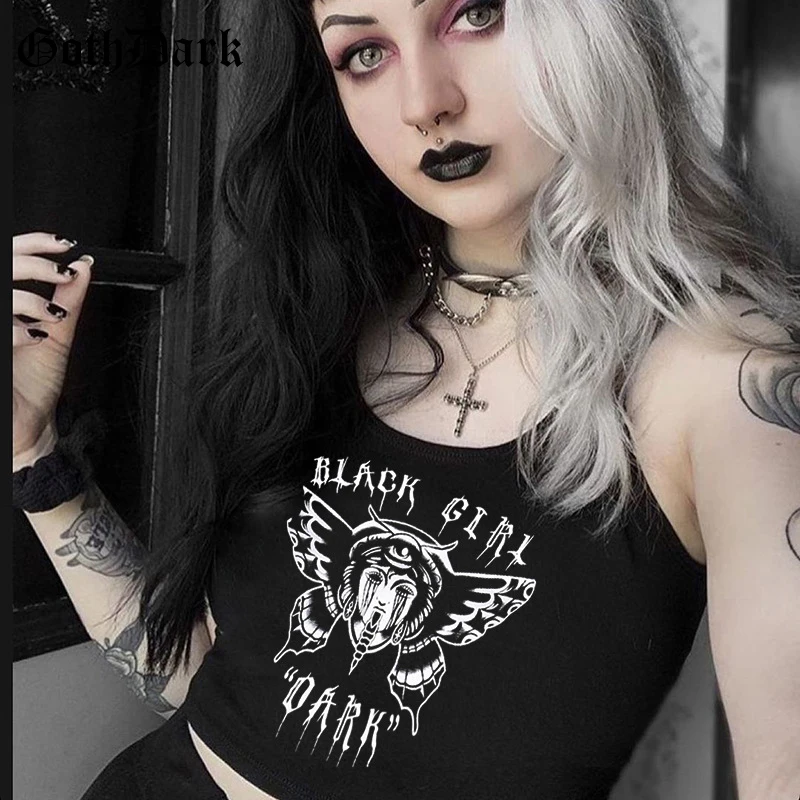 

Goth Dark Emo Mall Gothic Grunge Women Tank Tops Black Punk Aesthetic Bodycon Alt Clothes Vests Summer Fashion Streetwear Outfit