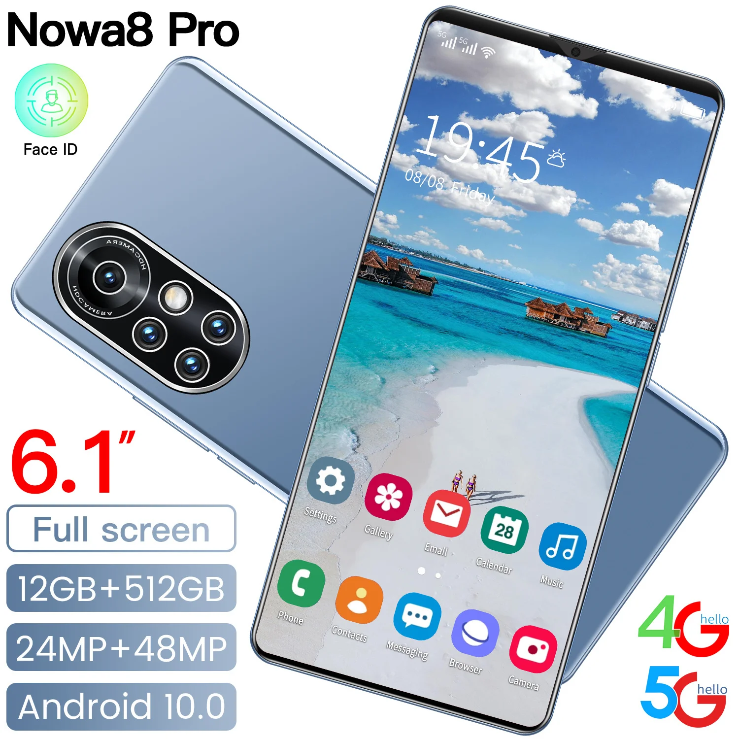 Nowa8Pro 6.1 Inch 5G LTE Bands Global Version Dual SIM 5000mAh Cellphones MTK6595 8+128GB Deca Core Fingreprint ID Smart Phone
Nowa8Pro 6.1 Inch 5G LTE Bands Global Version Dual SIM 5000mAh Cellphones MTK6595 8+128GB Deca Core Fingreprint ID Smart Phone
