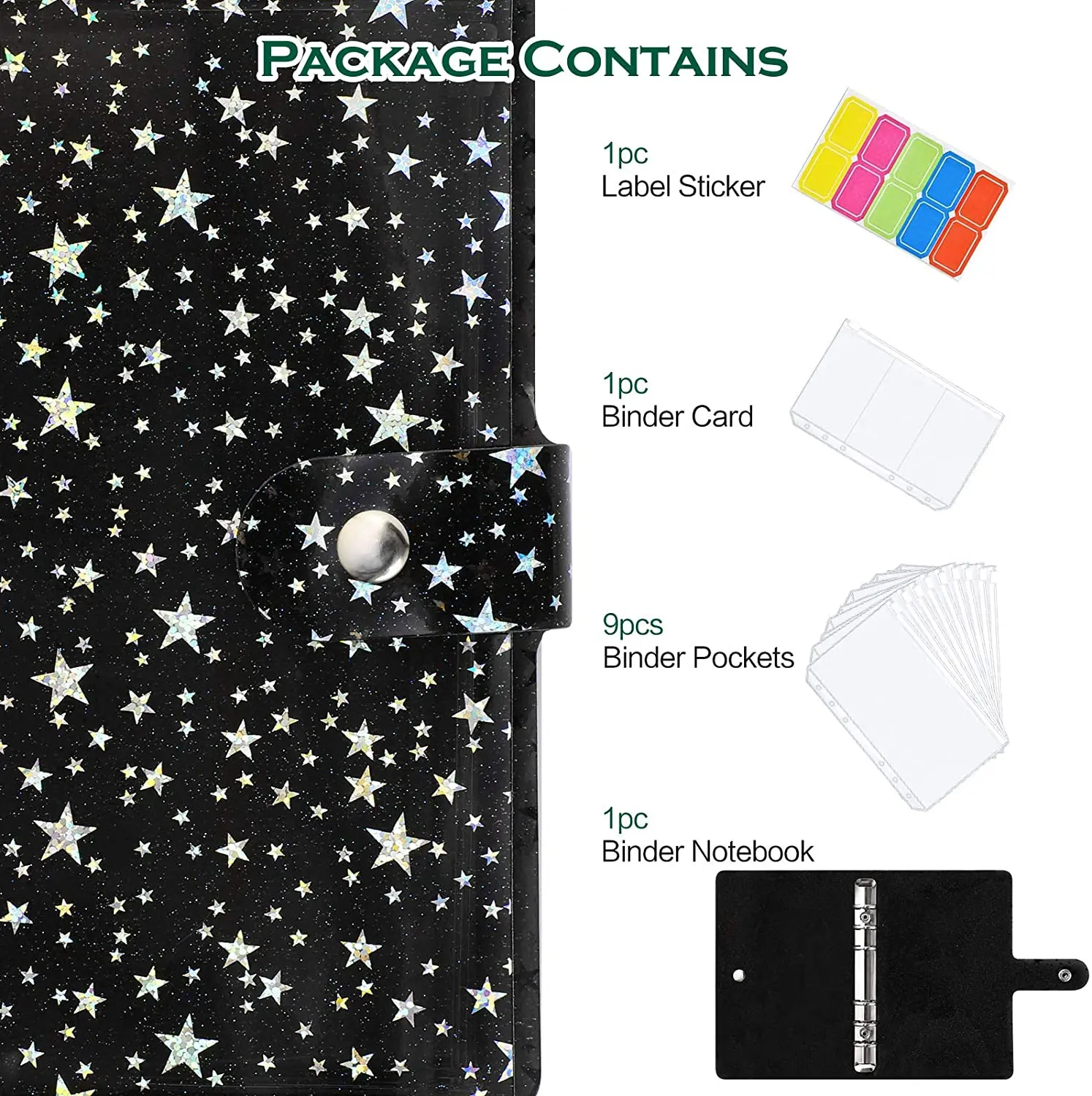 A6 PVC Notebook Binder with 10pcs Binder Pockets, 6-Ring Budget Binder Cover with 9pcs Binder Pockets/1pc Binder Card/1pc Label
A6 PVC Notebook Binder with 10pcs Binder Pockets, 6-Ring Budget Binder Cover with 9pcs Binder Pockets/1pc Binder Card/1pc Label