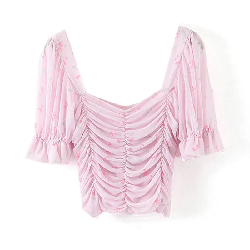 HiloRill Floral Lace Mesh Blouse Woman Butterfly Short Sleeve Chic Short Shirt Female Backless Pleated Ladies Tops Blusas
HiloRill Floral Lace Mesh Blouse Woman Butterfly Short Sleeve Chic Short Shirt Female Backless Pleated Ladies Tops Blusas