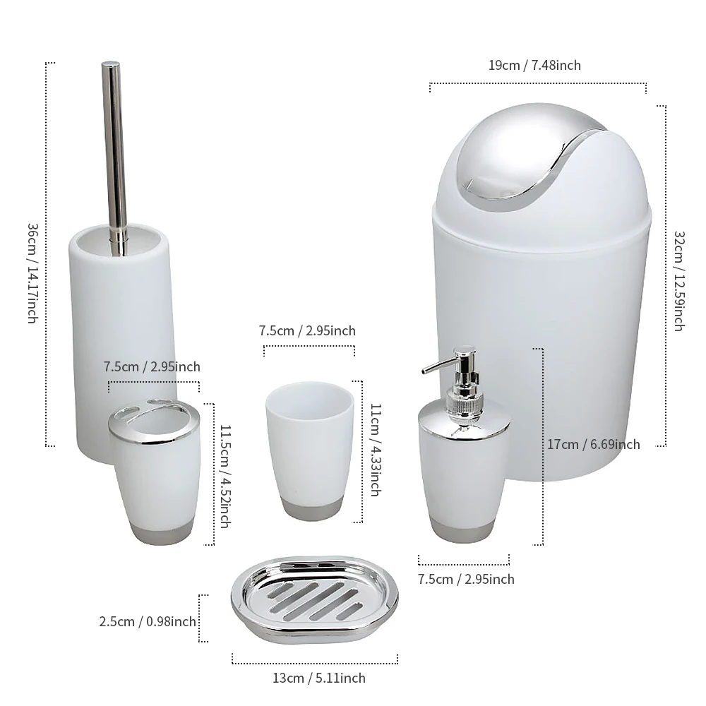 6pcs/set Plastic Bathroom Accessories Sets Toothpaste Tooth Brush Holder Soap Shampoo Storage Bottle Toilet Bathroom Set P
6pcs/set Plastic Bathroom Accessories Sets Toothpaste Tooth Brush Holder Soap Shampoo Storage Bottle Toilet Bathroom Set P