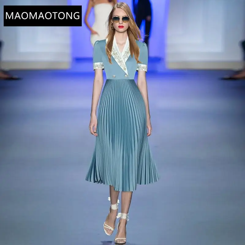Women's Clothing 2021 Summer Fashion Streetwear Long Dress Women's Designer Short Sleeve Embroidered Blue Casual Pleated Dress
Women's Clothing 2021 Summer Fashion Streetwear Long Dress Women's Designer Short Sleeve Embroidered Blue Casual Pleated Dress