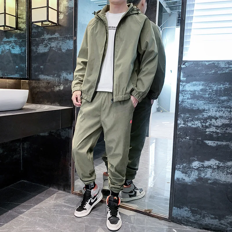 Spring Style Suit Men's Loose Jacket Jacket Male Teenager Two-piece Hooded Trousers Urban Outdoor Men's Clothing
Spring Style Suit Men's Loose Jacket Jacket Male Teenager Two-piece Hooded Trousers Urban Outdoor Men's Clothing