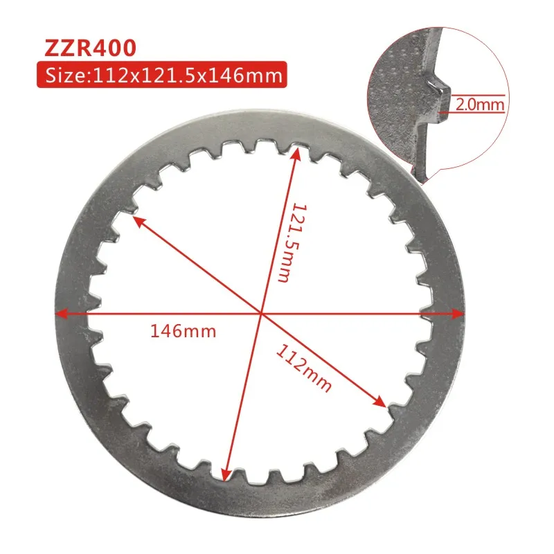 112*121.5*146*2.0mm 400cc Motorcycle Steel Clutch Plate Kit For Kawasaki ZZR400 ZZR 400 Xi feng 400
112*121.5*146*2.0mm 400cc Motorcycle Steel Clutch Plate Kit For Kawasaki ZZR400 ZZR 400 Xi feng 400
