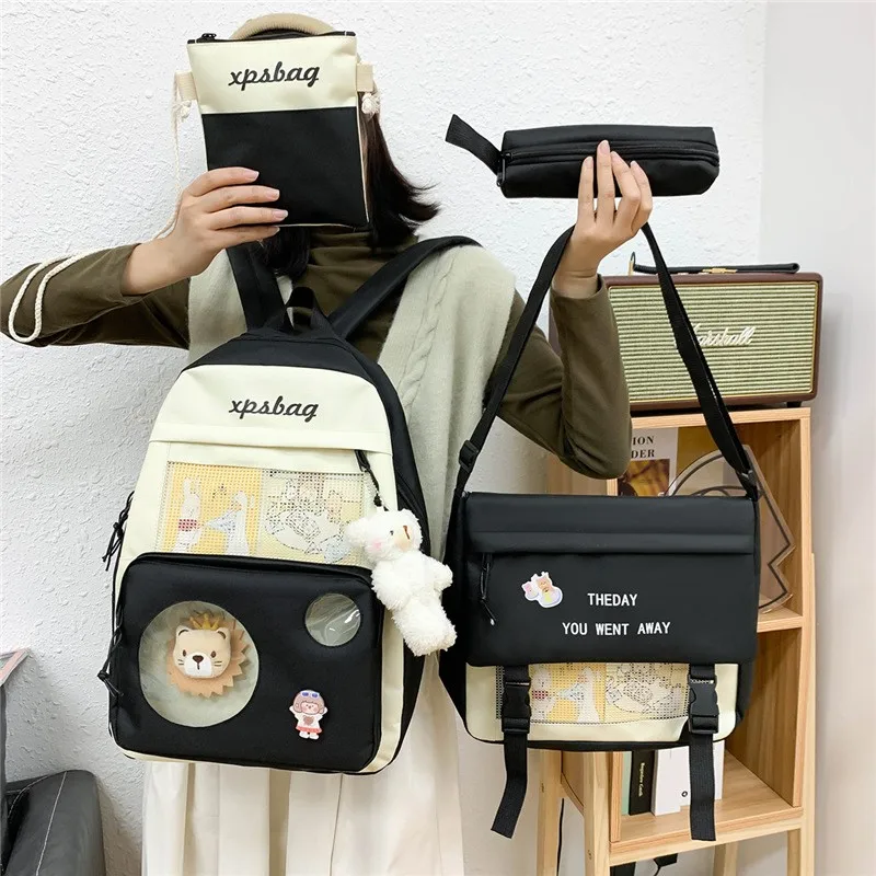 4-piece Set Fashion Women's Backpack Nylon Large Capacity Waterproof School Bags For Teenager Girls Travel Backpacks
4-piece Set Fashion Women's Backpack Nylon Large Capacity Waterproof School Bags For Teenager Girls Travel Backpacks