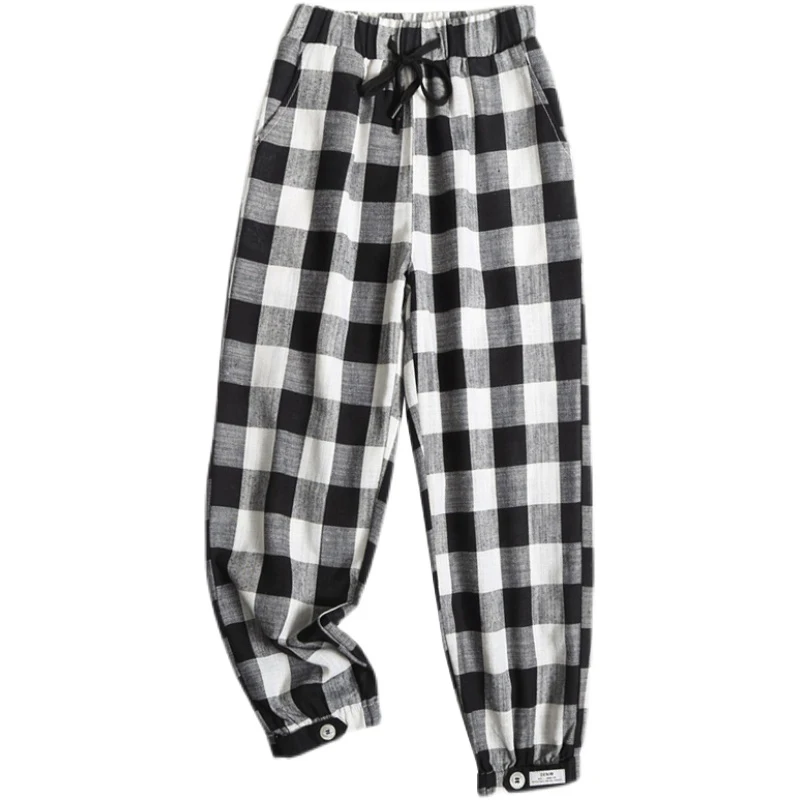 CZJMS Loose Women Plaid Pants Summer Thin Ankle-Length Pants Elastic Waist Black Harem Female Sweatpants Streetwear Dropshipping
CZJMS Loose Women Plaid Pants Summer Thin Ankle-Length Pants Elastic Waist Black Harem Female Sweatpants Streetwear Dropshipping