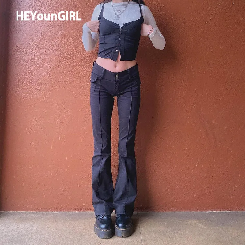 Черные винтажные облегающие длинные брюки HEYounGIRL, женские повседневные брюки с низкой талией, Капри, модные спортивные брюки с карманами, ул...
Черные винтажные облегающие длинные брюки HEYounGIRL, женские повседневные брюки с низкой талией, Капри, модные спортивные брюки с карманами, ул...