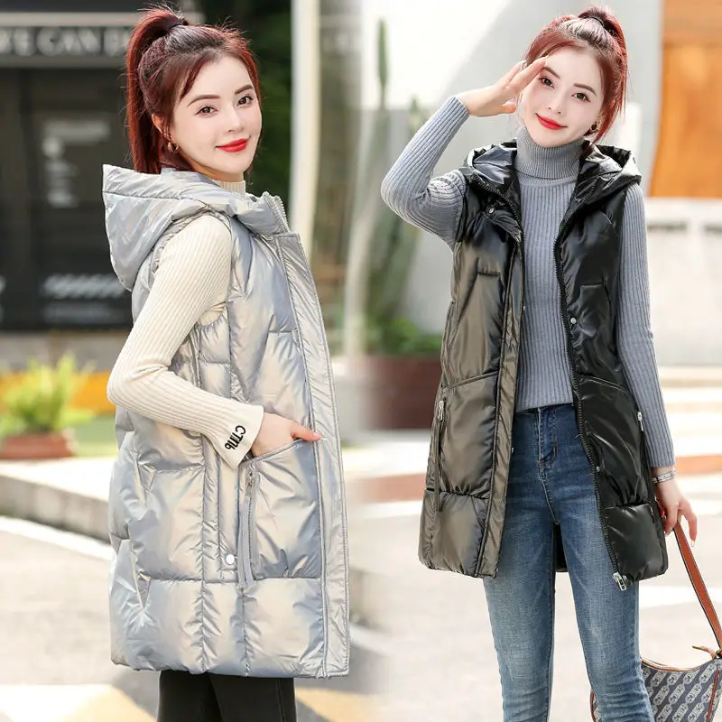 New Autumn Winter Women Sleeveless Vests Female Hooded Mid-length Jacket Ladies Cotton Padded Windproof Warm Waistcoat X40
New Autumn Winter Women Sleeveless Vests Female Hooded Mid-length Jacket Ladies Cotton Padded Windproof Warm Waistcoat X40