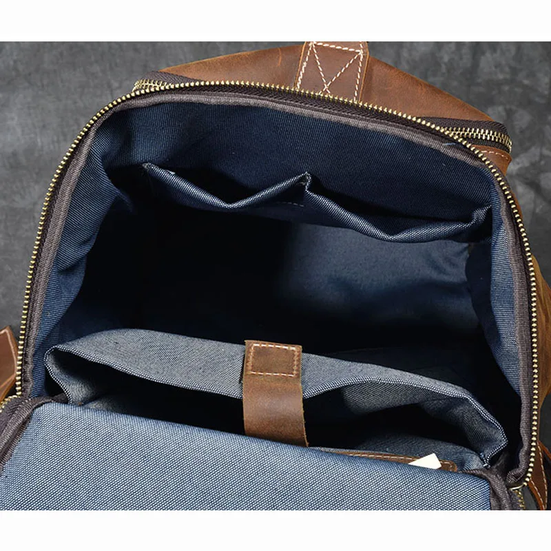 Винтажный рюкзак из натуральной кожи мужской ручной работы в стиле ретро