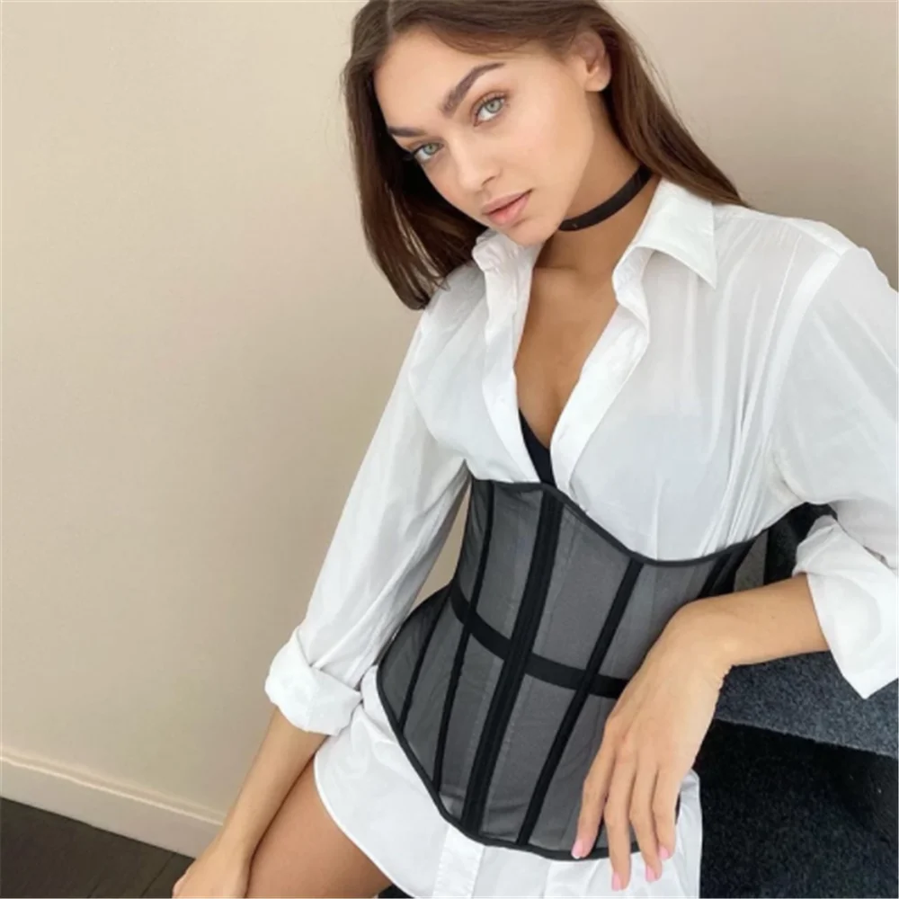 Women Mesh Corset Top Short Waist Belt Sexy Solid Color Bodycon Waspie Belts Chic New Lady Bustiers Tops Female Vest
Women Mesh Corset Top Short Waist Belt Sexy Solid Color Bodycon Waspie Belts Chic New Lady Bustiers Tops Female Vest