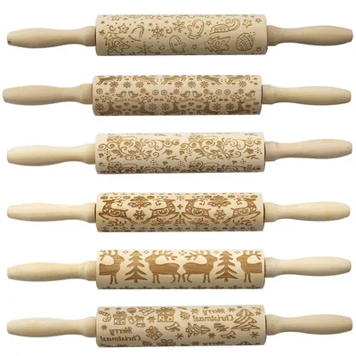 Wooden rolling pin Christmas elk print wooden laser engraving embossed cookie dough stick
Wooden rolling pin Christmas elk print wooden laser engraving embossed cookie dough stick