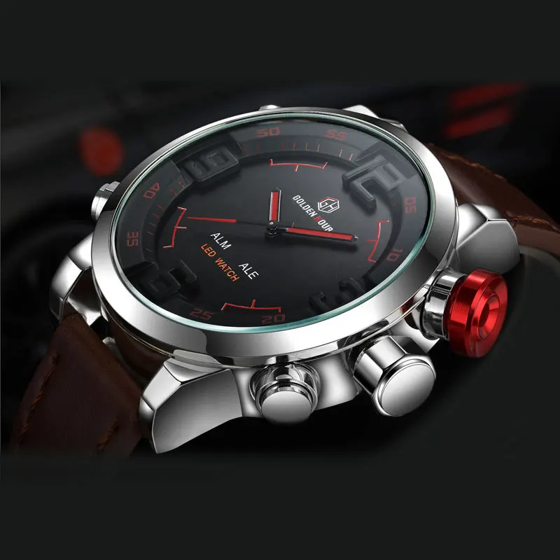 GOLDENHOUR 104 Top Brand Luxury Dual Time Watch Men Leather Strap Calendar Alarm Waterproof Fashion Casual Men Wristwatches 
GOLDENHOUR 104 Top Brand Luxury Dual Time Watch Men Leather Strap Calendar Alarm Waterproof Fashion Casual Men Wristwatches