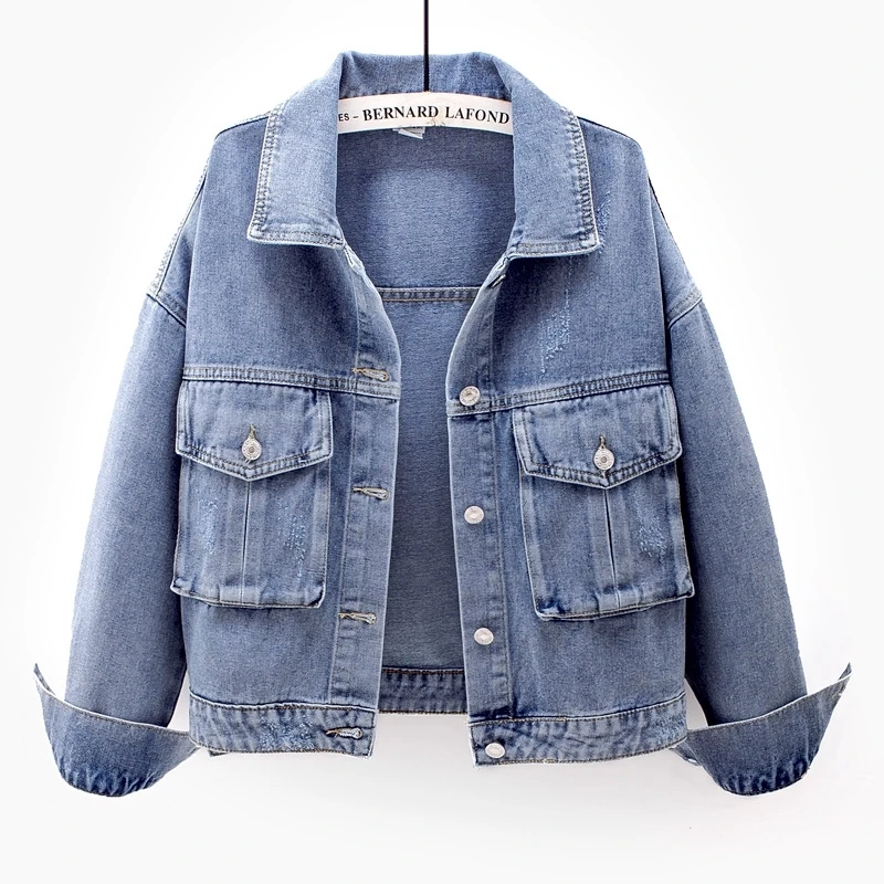 2022 Autumn Vintage Blue Big Pocket Denim Jacket Coat Women Long Sleeve Short Outerwear Loose Casual Student Jeans Jacket Female
2022 Autumn Vintage Blue Big Pocket Denim Jacket Coat Women Long Sleeve Short Outerwear Loose Casual Student Jeans Jacket Female