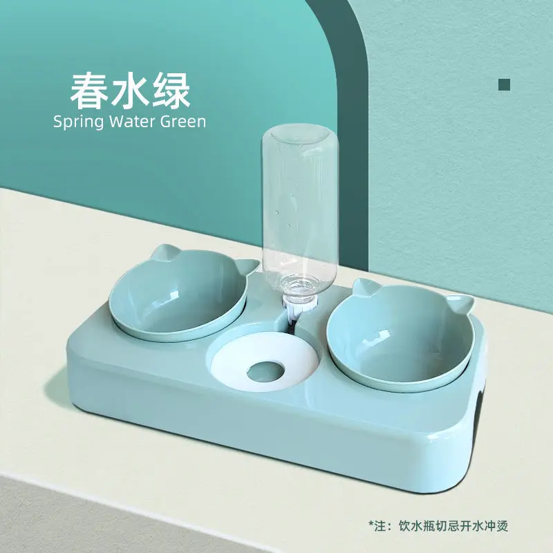 Cat Bowl Cat Food Double Bowl Automatic Drinking Dog Bowl Anti-Overturning Pet Bowl Cat Rice Bowl Cat Supplies