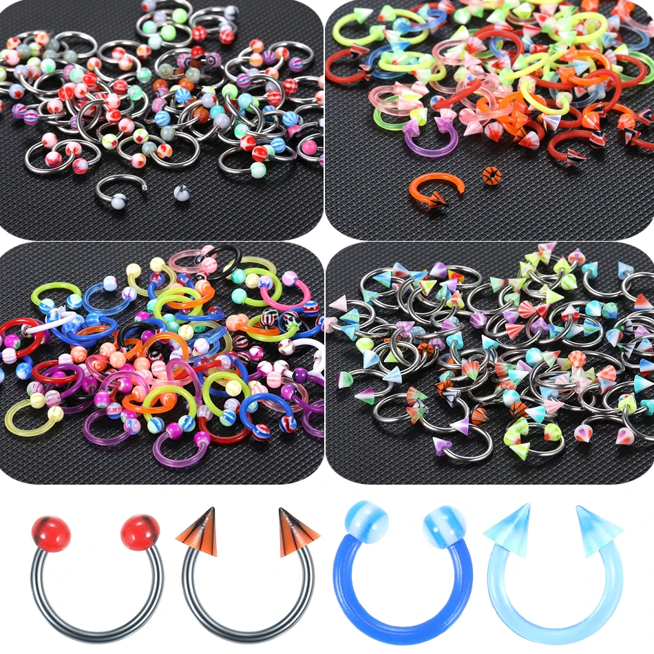 60Pcs/Bag 16G Acrylic Mixed Color Horseshoe Ring Stainless Steel Hoop Earring Septum Rings Lip Stud Earring Tragus for Women 
60Pcs/Bag 16G Acrylic Mixed Color Horseshoe Ring Stainless Steel Hoop Earring Septum Rings Lip Stud Earring Tragus for Women