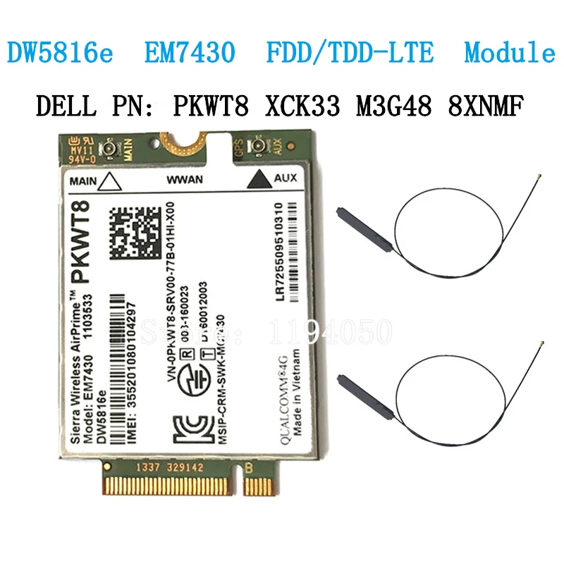 EM7430 DW5816e 5816 GOBI6000 4G card LTE DW5816 for Dell Latitude 7280 7285 7290 7389 7390 7480 7490 E7470 Cat6 300M 4G module
EM7430 DW5816e 5816 GOBI6000 4G card LTE DW5816 for Dell Latitude 7280 7285 7290 7389 7390 7480 7490 E7470 Cat6 300M 4G module