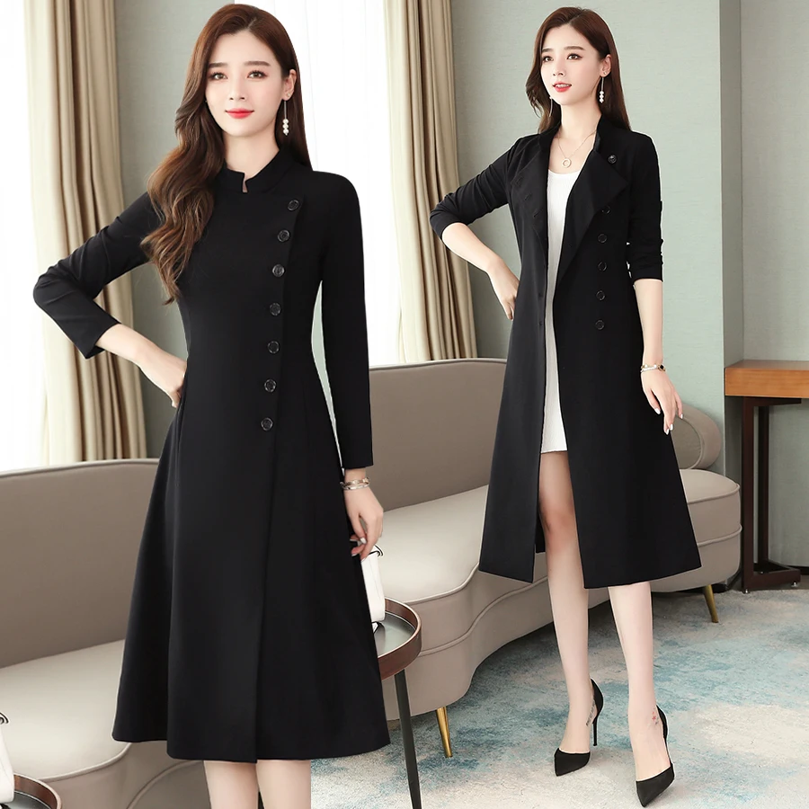 Women's dress autumn winter long-sleeved single-breasted OL office work dress ladies vintage split thin long dress women robe
Women's dress autumn winter long-sleeved single-breasted OL office work dress ladies vintage split thin long dress women robe