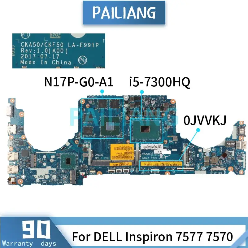 Материнская плата для ноутбука DELL Inspiron 7577 7570 i5-7300HQ Материнская плата ноутбука CN-0JVVKJ 0JVVKJ LA-E991P SR32S N17P-G0-A1 DDR4 Проверка прошла успешно
Материнская плата для ноутбука DELL Inspiron 7577 7570 i5-7300HQ Материнская плата ноутбука CN-0JVVKJ 0JVVKJ LA-E991P SR32S N17P-G0-A1 DDR4 Проверка прошла успешно