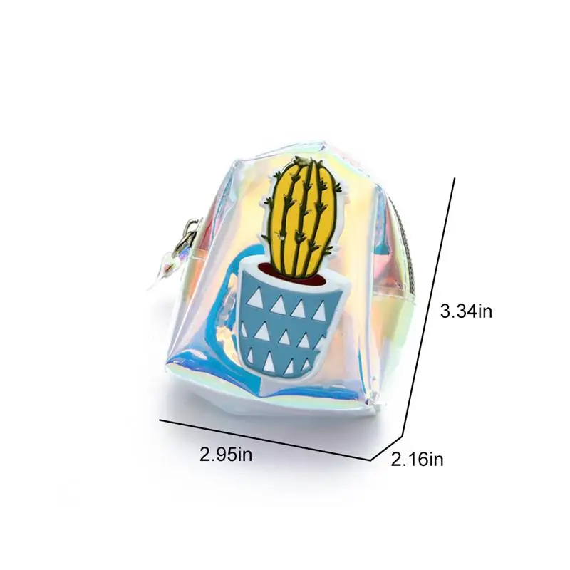 Cartoon Cactus Coin Purse Women Small Wallet Female Change Purses Mini Children's Pocket Wallets Key Card Holder PVC Hand bags | Багаж и