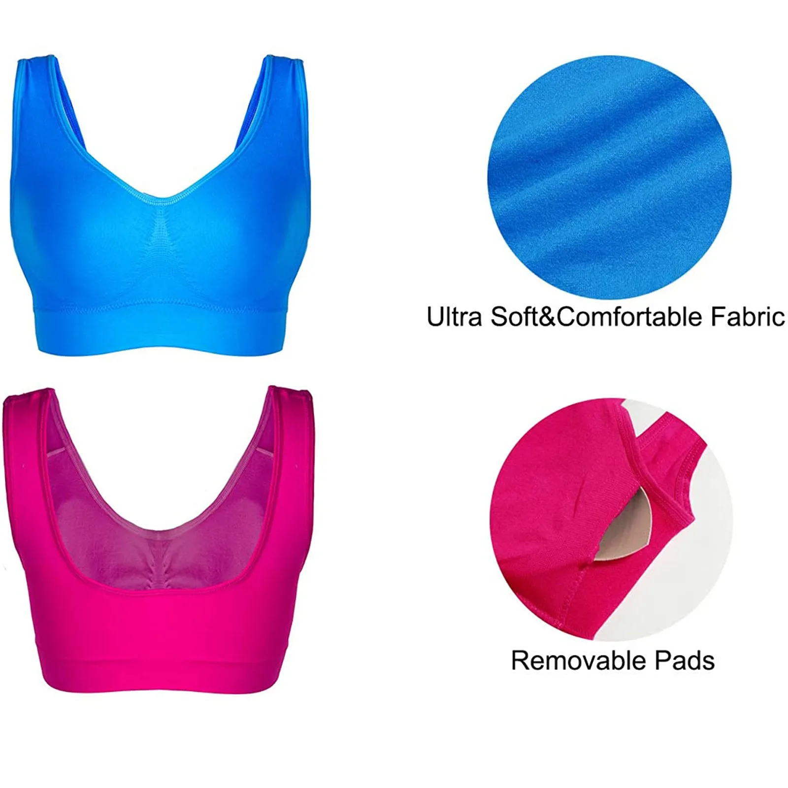 3-Pack bras underwear women plus size Seamless Sports Bra Wirefree Yoga Bra with Removable Pads for Women
3-Pack bras underwear women plus size Seamless Sports Bra Wirefree Yoga Bra with Removable Pads for Women