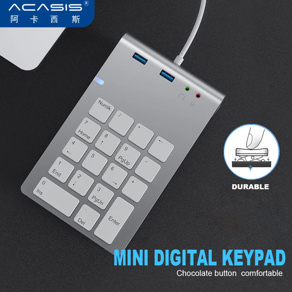 ACASIS Wired Numeric Keypad 18 Keys Mini USB 3.0 Hub Portable Financial Accounting Office Keyboard Number Pad for Laptop
ACASIS Wired Numeric Keypad 18 Keys Mini USB 3.0 Hub Portable Financial Accounting Office Keyboard Number Pad for Laptop