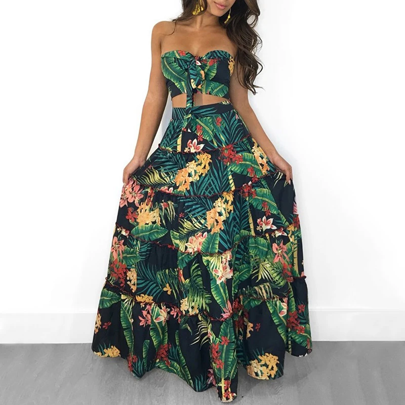 Boho Women Two Piece Set Floral Print Off Shoulder Ruffles Cropped Top Long Skirts High Waist Slim New Sexy Suits Streetwear
Boho Women Two Piece Set Floral Print Off Shoulder Ruffles Cropped Top Long Skirts High Waist Slim New Sexy Suits Streetwear