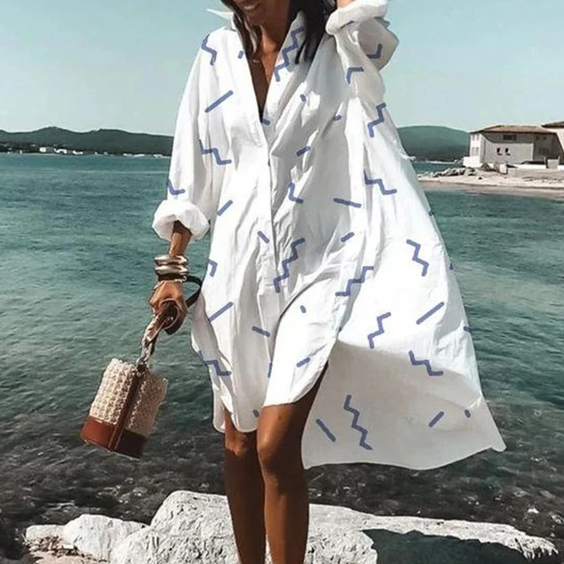 Women Floral Print Shirt Dresses Long Sleeve A-Line Dress Spring Autumn Casual Beach Sun Protection Long Dresses For Female
Women Floral Print Shirt Dresses Long Sleeve A-Line Dress Spring Autumn Casual Beach Sun Protection Long Dresses For Female
