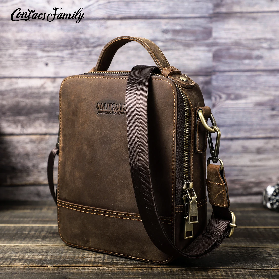 Contacts Brand Men's Crossbody Shoulder Bags High quality Retro Business Man Mini Messenger Bag Crazy Horse Leather Bags Casual
Contacts Brand Men's Crossbody Shoulder Bags High quality Retro Business Man Mini Messenger Bag Crazy Horse Leather Bags Casual