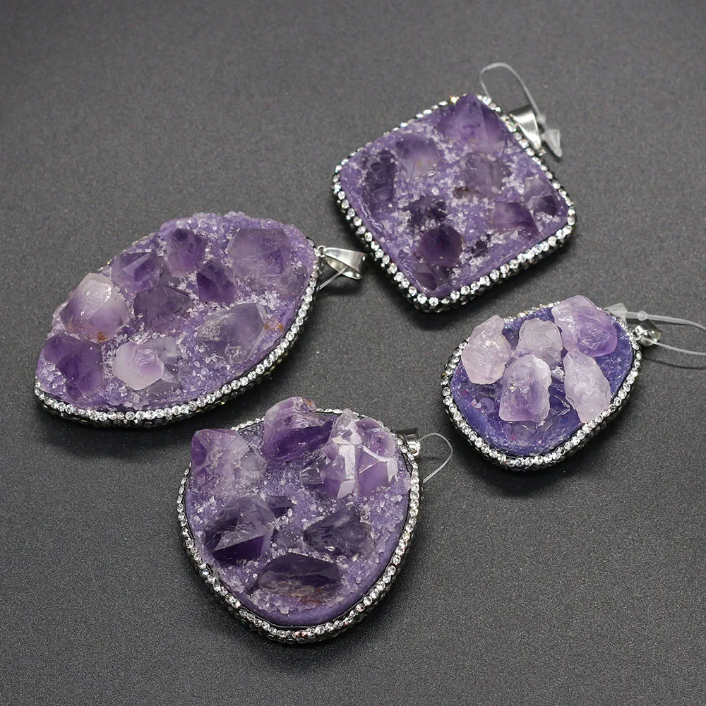 Natural Stone Amethyst Pendant irregular Crystal cluster Exquisite Charm for Jewelry Making DIY Necklace Earrings Accessories
Natural Stone Amethyst Pendant irregular Crystal cluster Exquisite Charm for Jewelry Making DIY Necklace Earrings Accessories